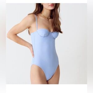 J. Crew Heritage balconette Underwire One-Piece Swimsuit, Cornflower Blue